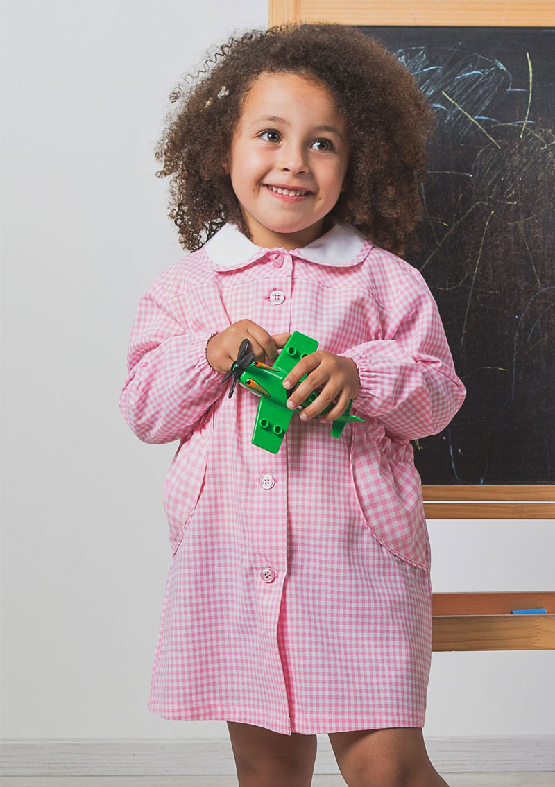 Grembiule per Scuola Materna per Bambina - CIPRIA Vichy Giallo o Rosa -  Guarducci Trento