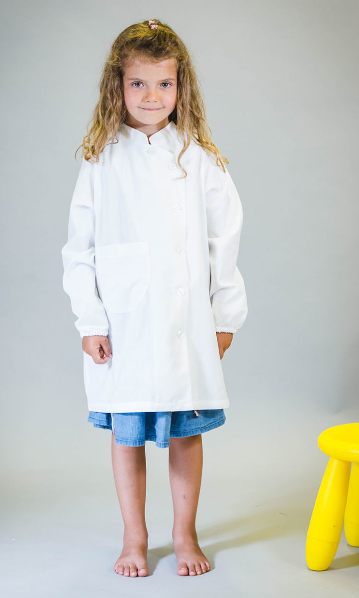 Grembiule scuola elementare PRIMO DELLA CLASSE per bambina bianco